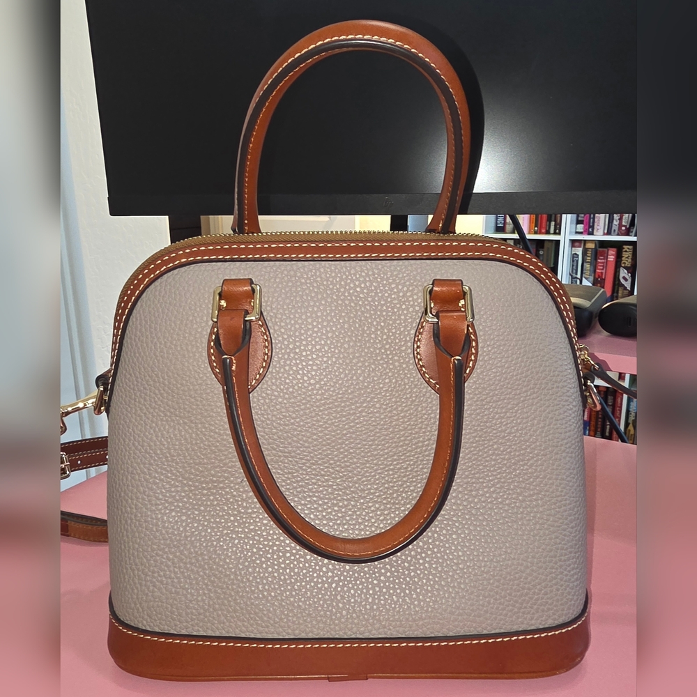 Dooney & Bourke Pebbled Leather Satchel Dome Zip Top Bag - Picture 2 of 4